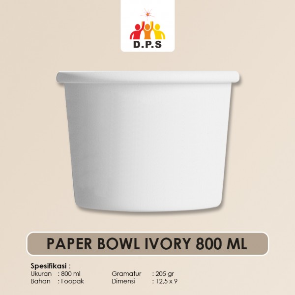 PAPER BOWL POLOS IVORY 800 ML